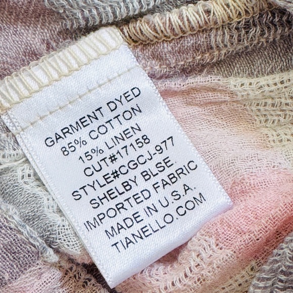 Tianello NWT Women’s Cotton Linen Top Size Medium / Large Pink & Gray - Picture 5 of 7